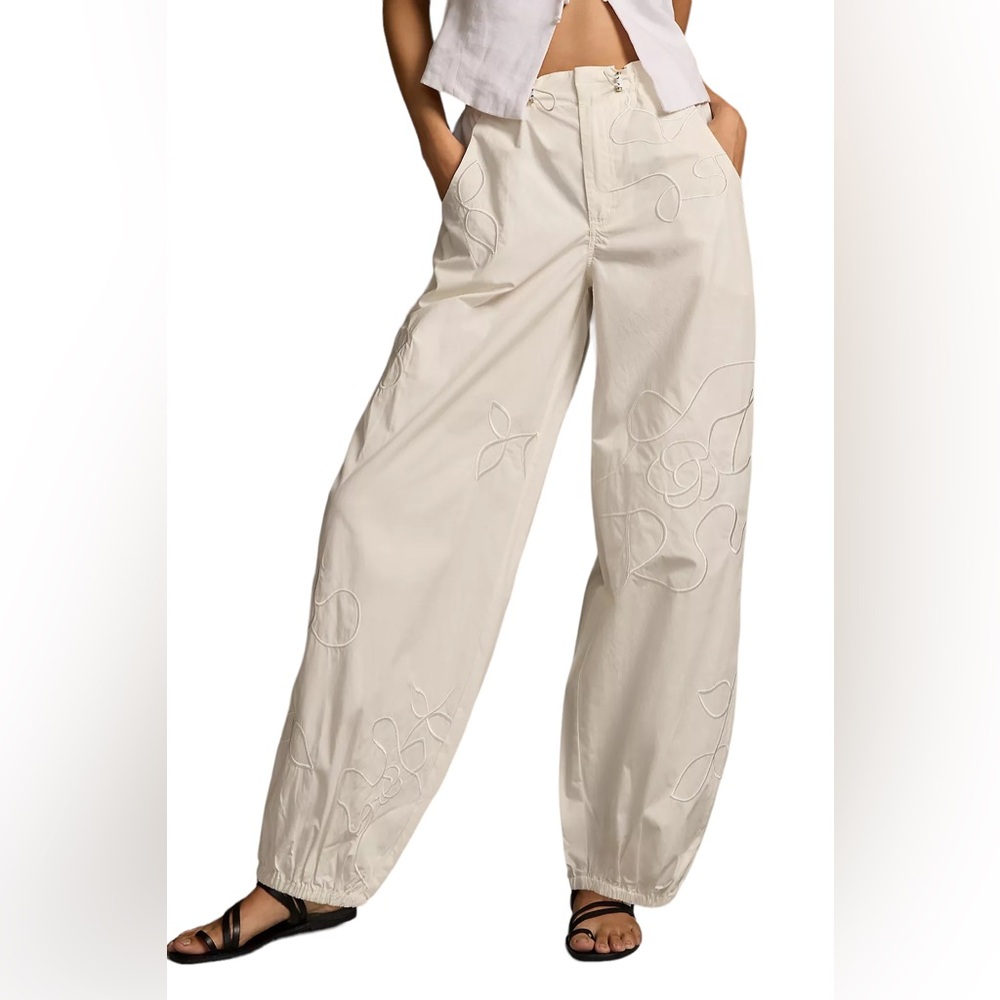 Pilcro Embroidered Parachute Pants